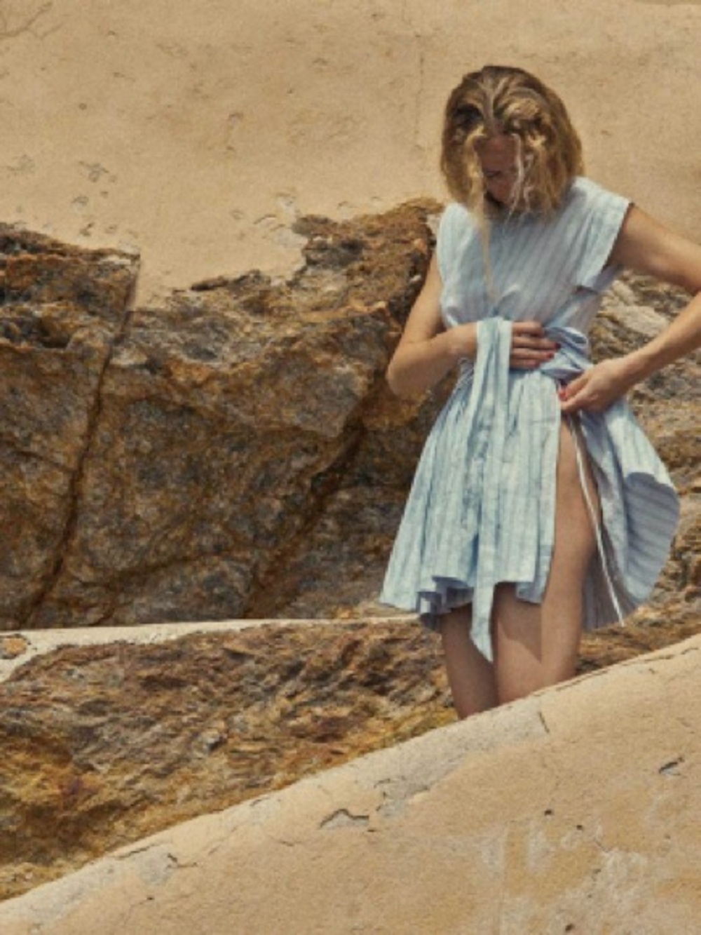Doen Cassia Mini Wrap Dress in XS St. Pierre Baby Blue Stripe